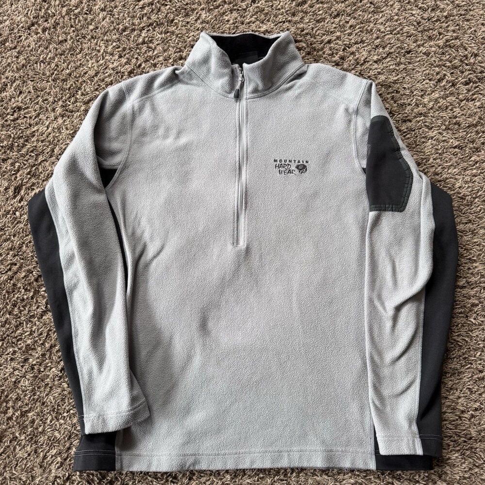 Mountain Hardwear Sweater Mens Large Gray Fleece Pullover 1/4 Zip Outdoors